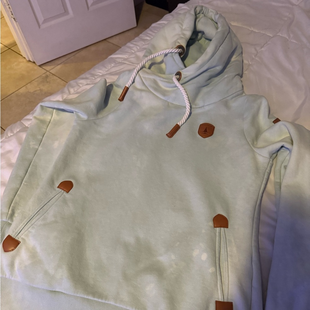 Wanakome Light Blue Hoodie with Brown Accents